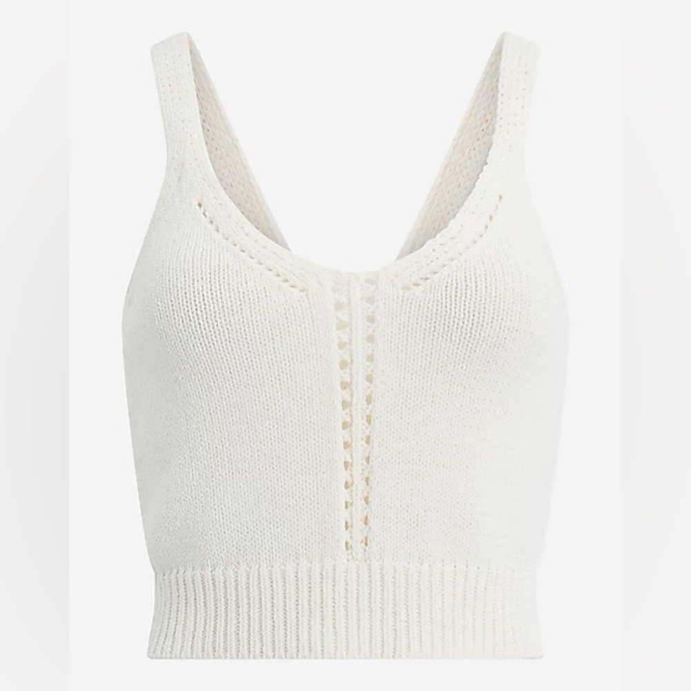 Express White Knit Crop Top